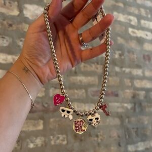 Karl Lagerfeld Gold and Pink Charm Necklace